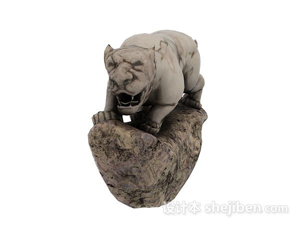 设计本十二生肖的雕塑老虎3d模型下载