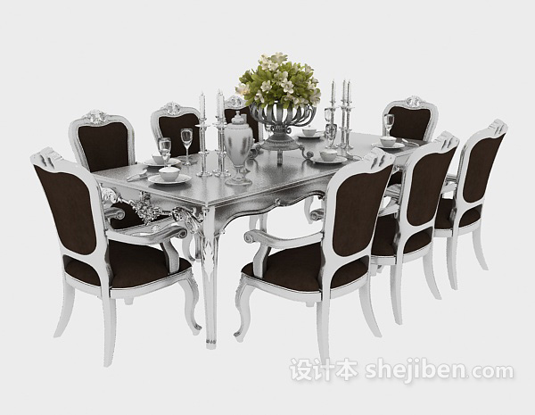 欧式风格咖啡纯白搭配欧式温馨餐桌免费3d模型下载