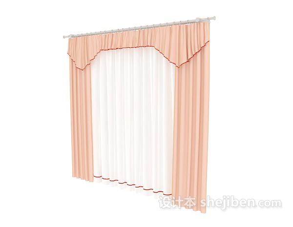 欧式风格粉色窗帘max窗帘3d模型下载
