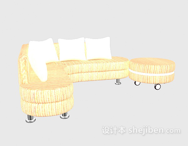 设计本弧形多人沙发3d模型下载