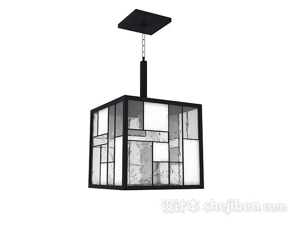 中式玻璃吊灯3d模型下载