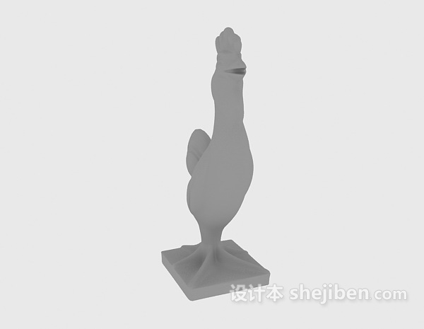 现代风格小公鸡雕塑3d模型下载