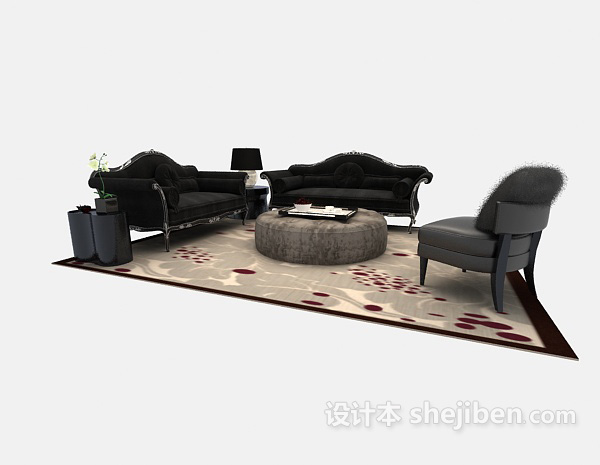 设计本舒适软装欧式多人沙发3d模型下载