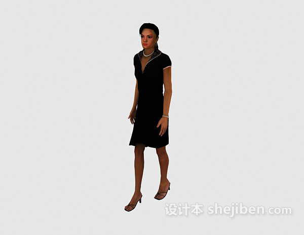 设计本黑色衣服女人max人物3d模型下载