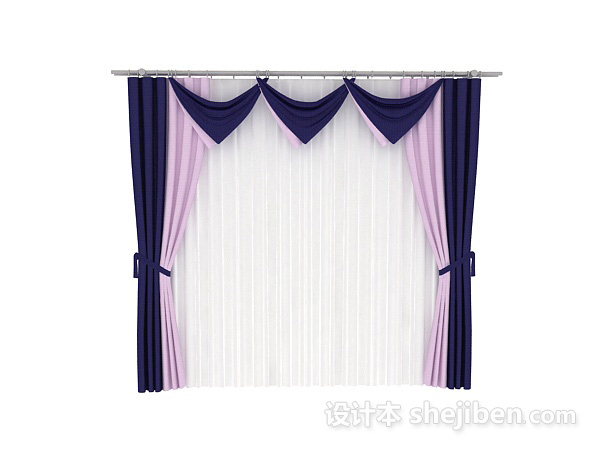 免费紫色窗帘max窗帘3d模型下载