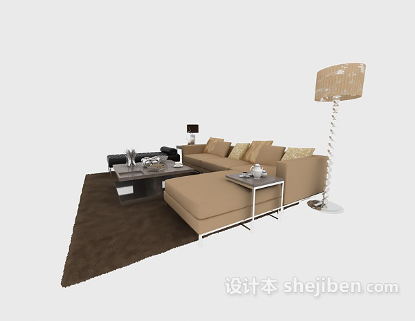 现代风格创意时尚现代中式沙发组合3d模型下载
