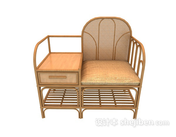 设计本藤编椅子3d模型下载