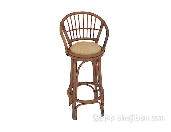 免费藤椅吧台椅3d模型下载