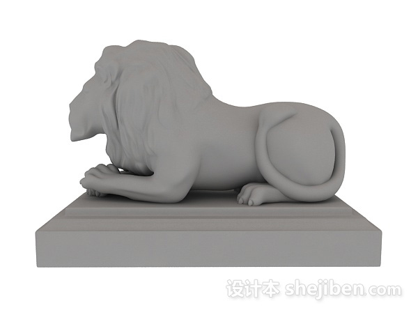 现代风格狮子雕塑3d模型下载