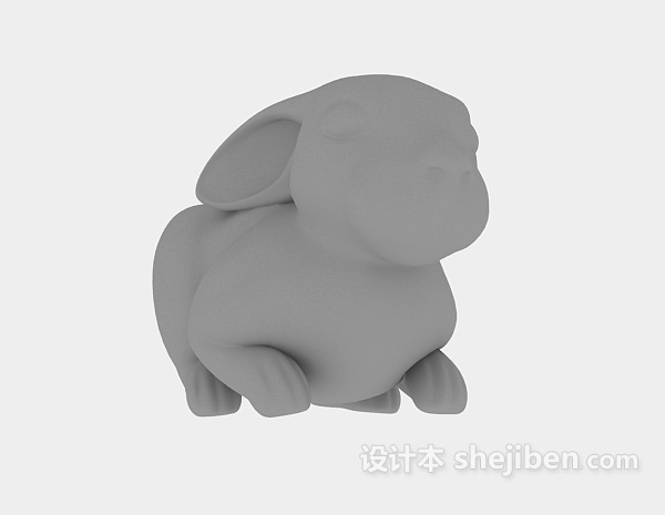 设计本兔子动物雕塑3d模型下载