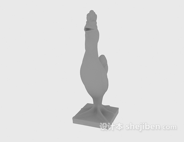 设计本小公鸡雕塑3d模型下载