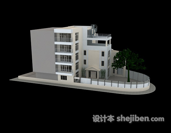 设计本白色的别墅3d模型下载