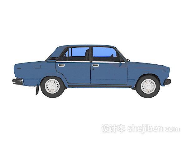 现代风格蓝色复古汽车3d模型下载