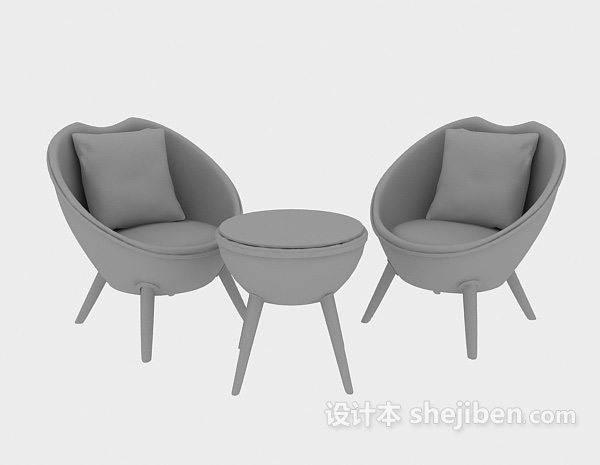欧式风格藤桌藤椅3d模型下载