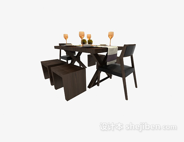 现代餐桌3d模型下载
