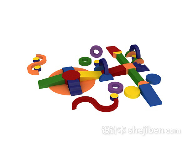 免费蓝色儿童玩具 3d模型下载