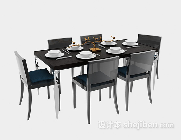 简洁现代餐桌3d模型下载