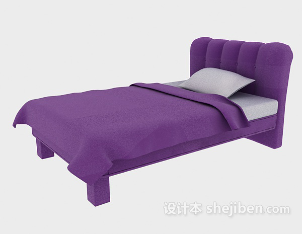 现代风格现代单人床床的3d模型下载