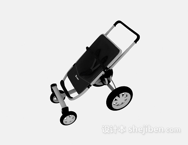 设计本黑色婴儿车3d模型下载