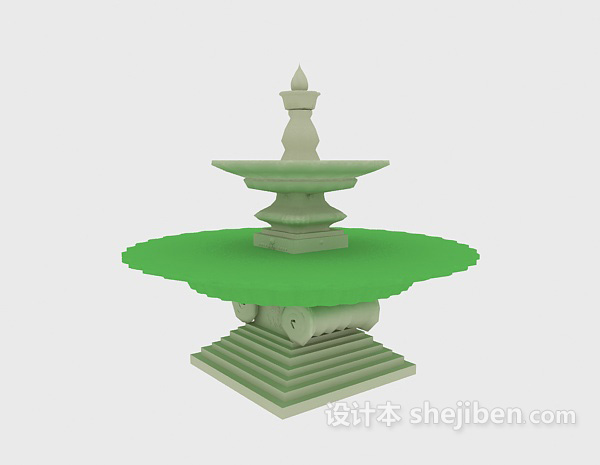 免费欧式跌水喷泉3d模型下载