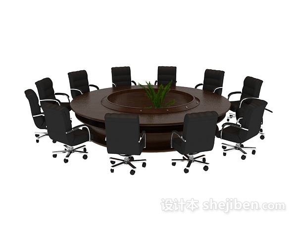 免费圆形会议桌3d模型下载