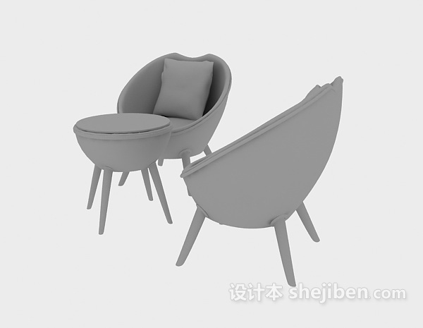 免费藤桌藤椅3d模型下载