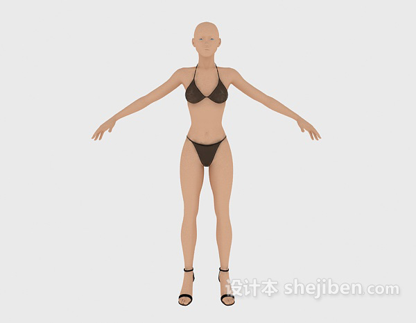 免费三点式女性max人体3d模型下载