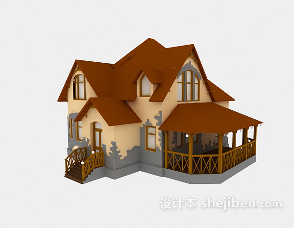 设计本中式别墅3d模型下载