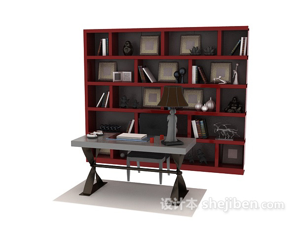 设计本书柜3d模型下载