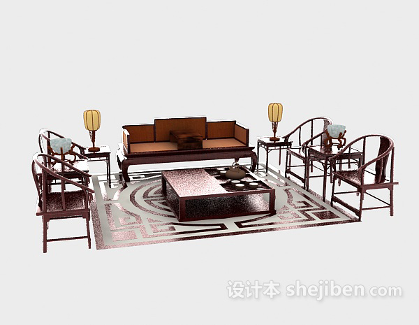 设计本古典中式沙发3d模型下载