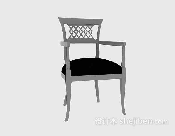 设计本实木刻画美式休闲座椅3d模型下载