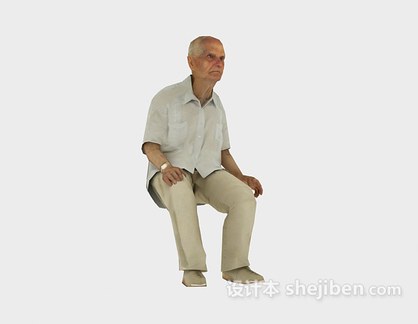 设计本老人坐着的人物3d模型下载