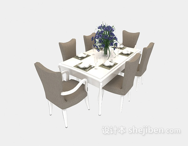 设计本现代时尚简约餐桌3d模型下载
