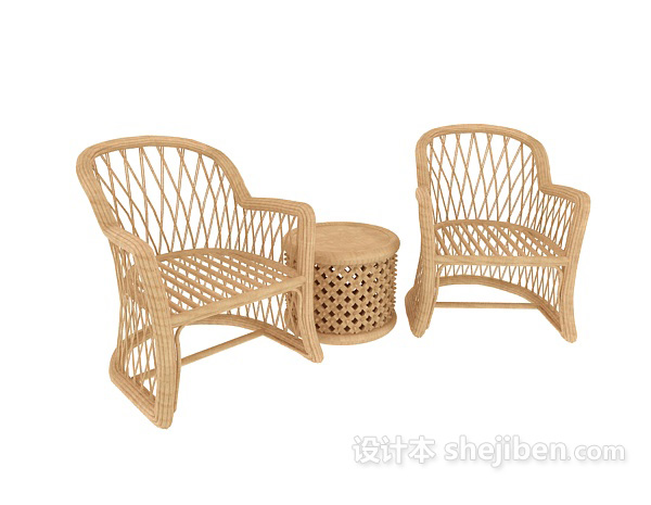 现代风格双人藤椅3d模型下载