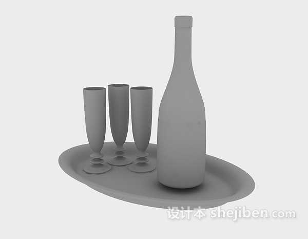 红酒酒杯3d模型下载