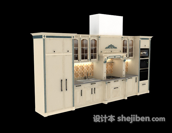 设计本白色厨柜3d模型下载