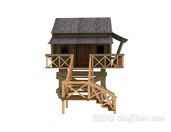 免费木质小屋3d模型下载