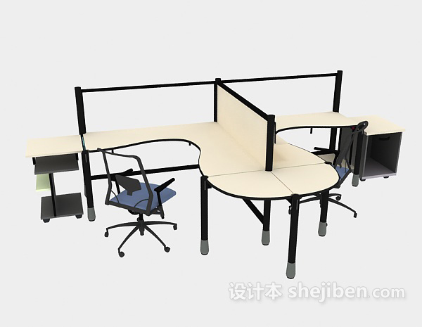 设计本办公桌椅3d模型下载