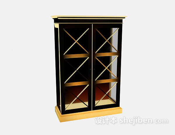 欧式风格欧式玻璃酒柜3d模型下载