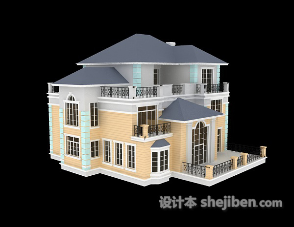 现代风格白色别墅免费3d模型下载