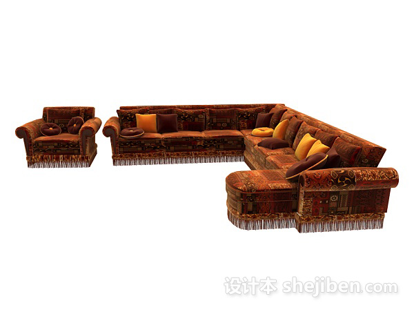 欧式风格欧式转角沙发3d模型下载
