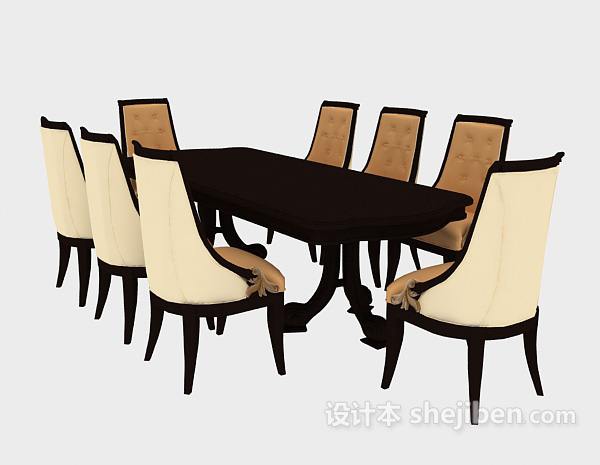 欧式风格欧式桌椅组合3d模型下载