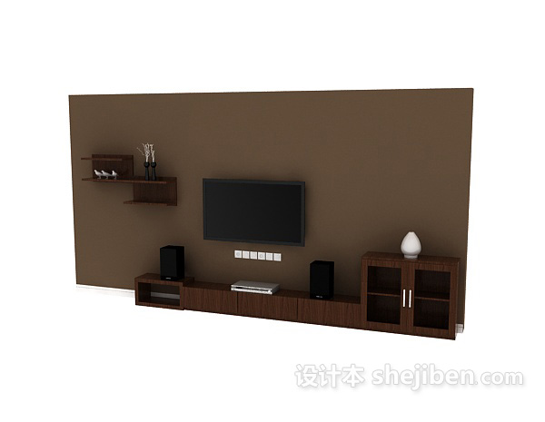 现代风格电视背景墙单体3d模型下载