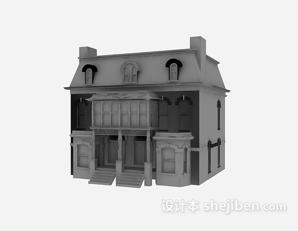 欧式风格欧式别墅外观3d模型下载