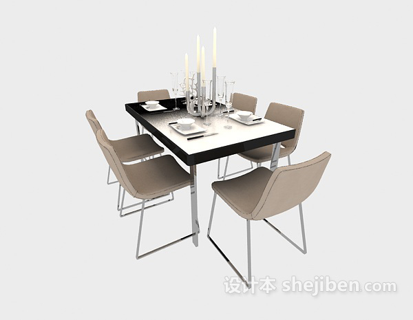 免费洁白清新舒适餐桌免费3d模型下载