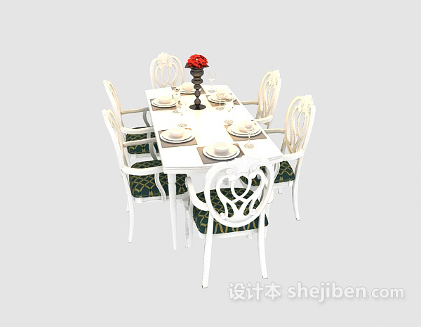 设计本欧式温馨浪漫餐桌 max免费3d模型下载