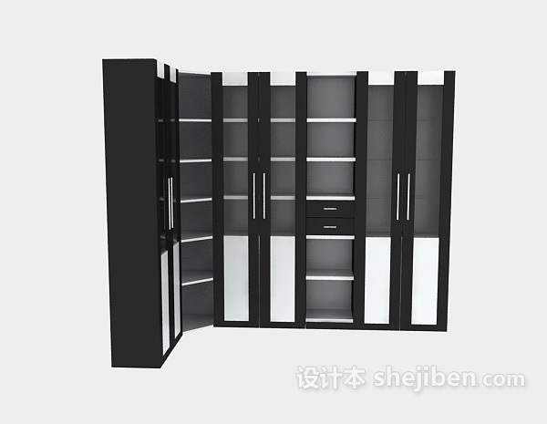 设计本现代风格转角书柜3d模型下载