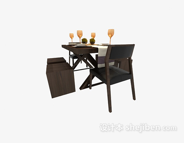 设计本现代餐桌3d模型下载