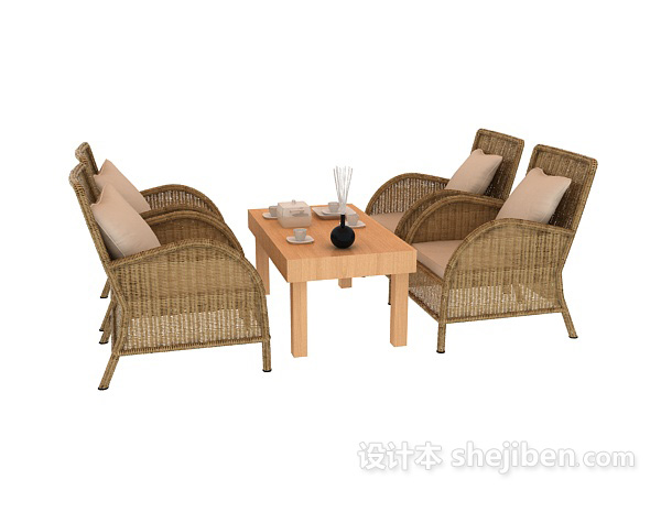 设计本家庭休闲桌椅3d模型下载