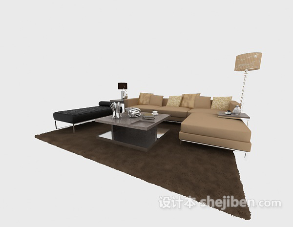 免费创意时尚现代中式沙发组合3d模型下载